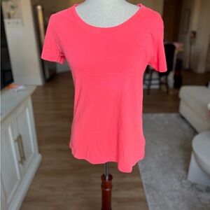L'AGENCE Neon Pink Short Sleeve Crewneck Tee